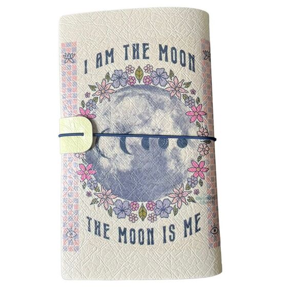 I Am The Moon Moon Phases Faux Leather Reusable Travelers Notebook 8x4.5” - Picture 2 of 9